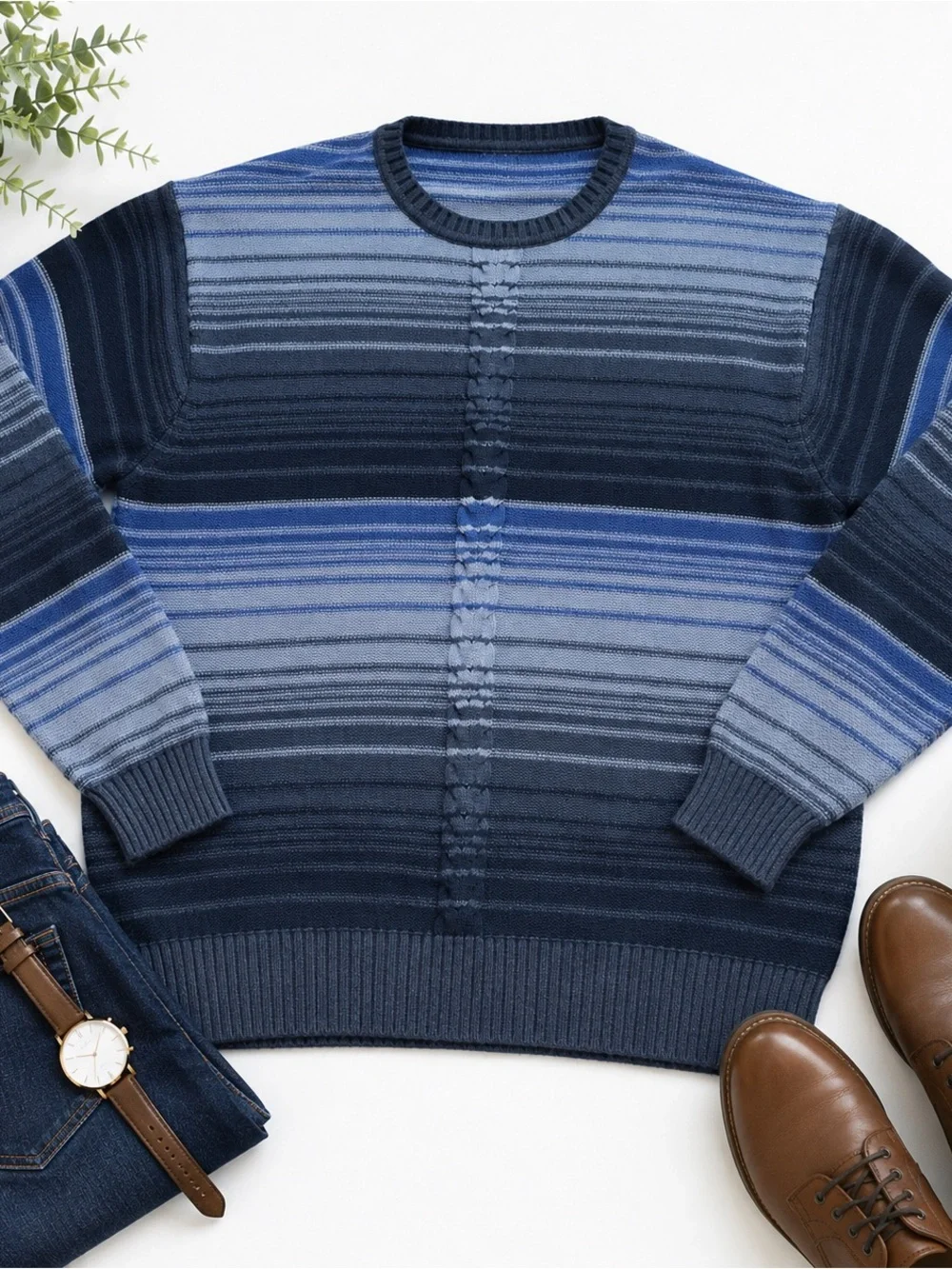 Dockers 100% Cotton Blue Striped Crewneck Sweater Men’s XL Classic Knit Top EUC
